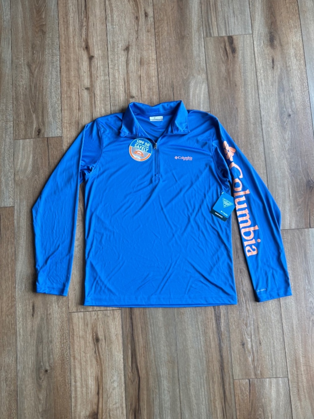 NWT COLUMBIA PFG Terminal Tackle 1/4 Zip Long Sleeve Blue Men’s Shirt Size Small